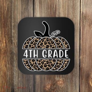 4th Grade Leopard Pumpkin Coaster