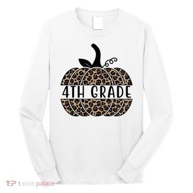 4th Grade Leopard Pumpkin Long Sleeve Shirt