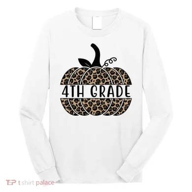 4th Grade Leopard Pumpkin Long Sleeve Shirt