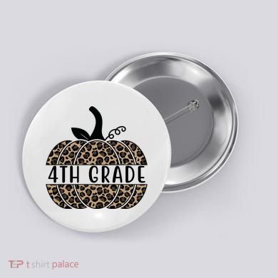 4th Grade Leopard Pumpkin Button