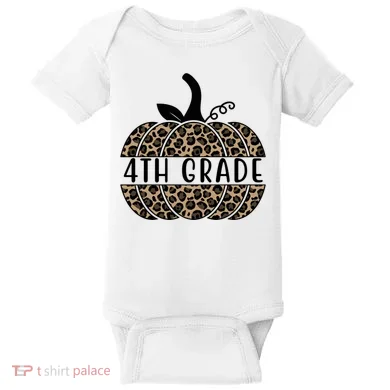4th Grade Leopard Pumpkin Baby Bodysuit