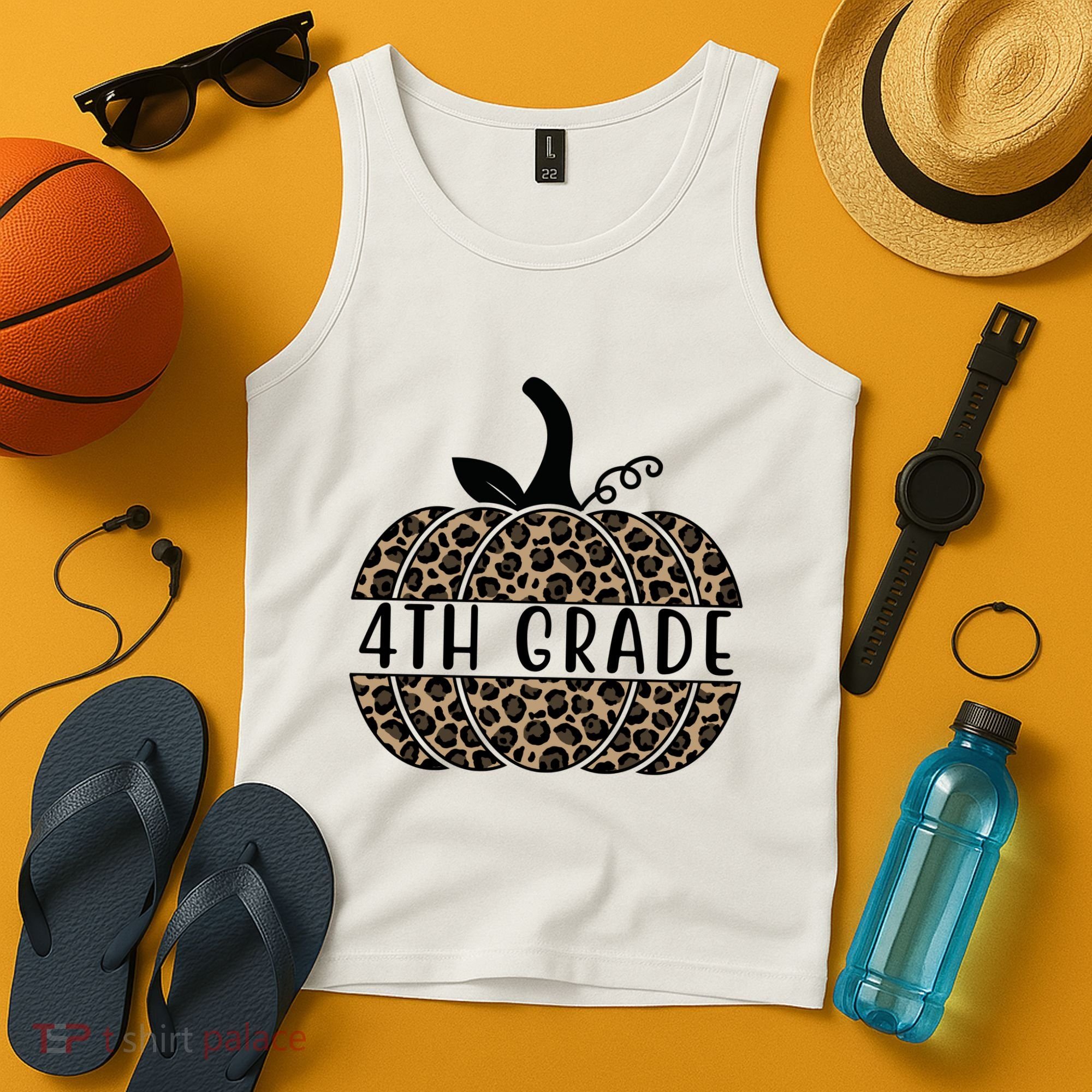 4th Grade Leopard Pumpkin Tank Top