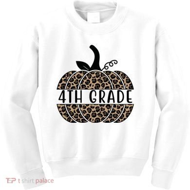 4th Grade Leopard Pumpkin Kids Sweatshirt
