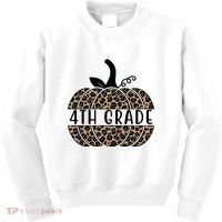 4th Grade Leopard Pumpkin Kids Sweatshirt thumb 0