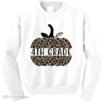 4th Grade Leopard Pumpkin Kids Sweatshirt