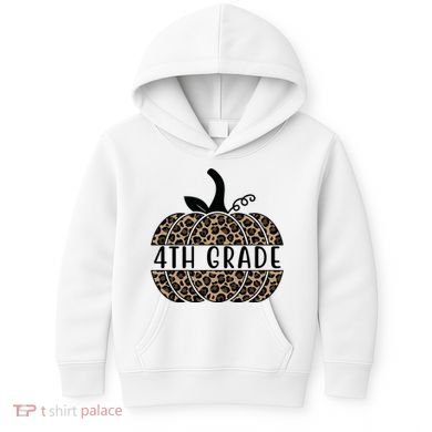 4th Grade Leopard Pumpkin Kids Hoodie