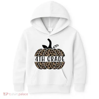 4th Grade Leopard Pumpkin Kids Hoodie