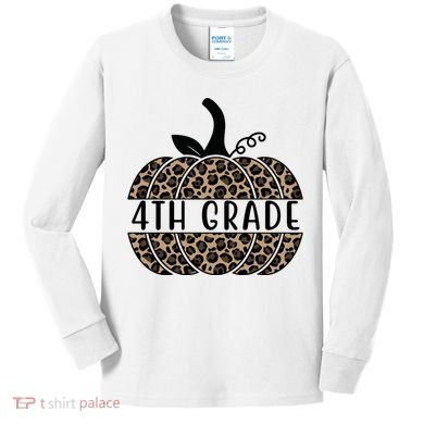 4th Grade Leopard Pumpkin Kids Long Sleeve Shirt