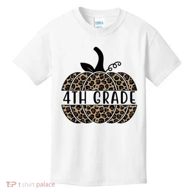 4th Grade Leopard Pumpkin Kids T-Shirt