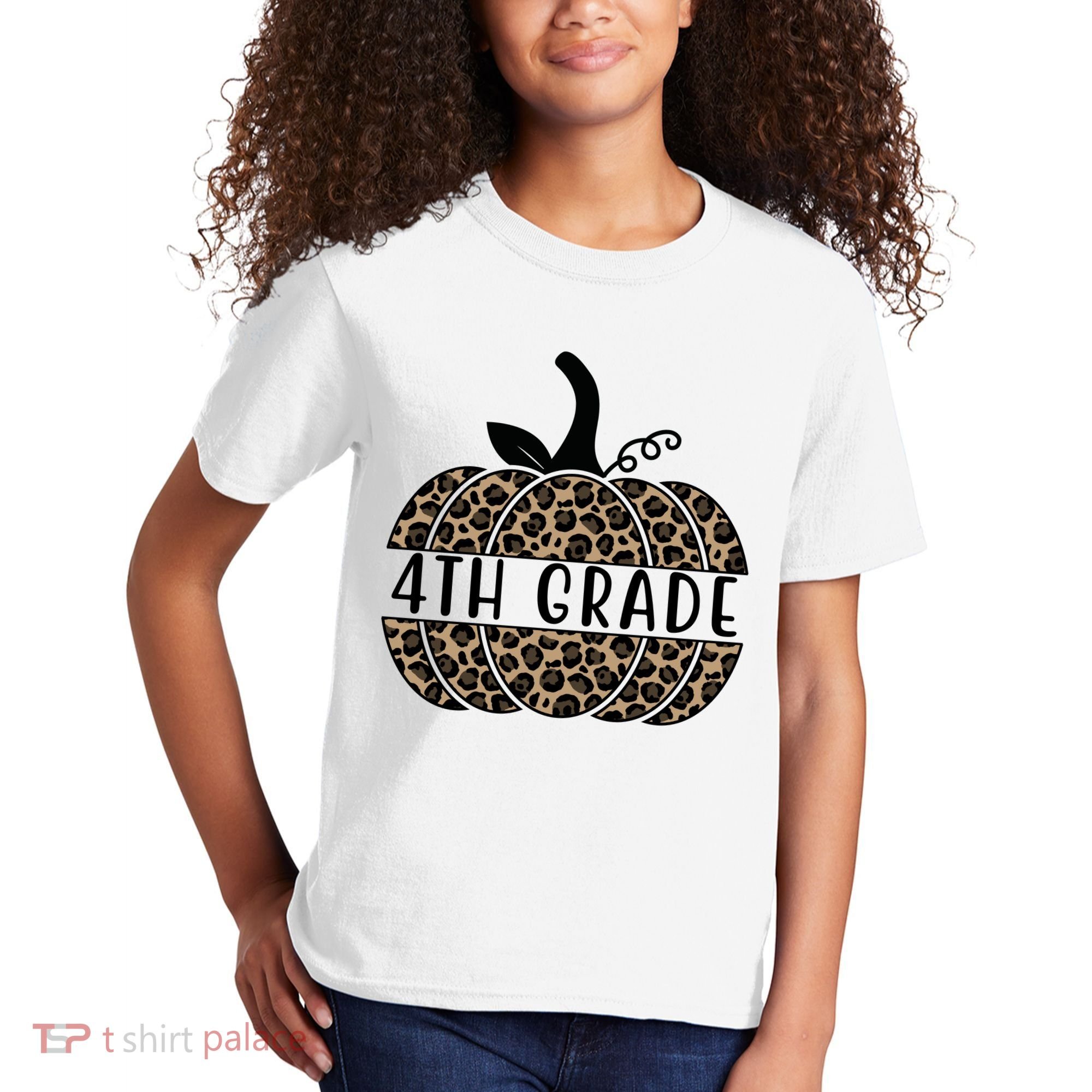 4th Grade Leopard Pumpkin Kids T-Shirt