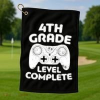 4th Grade Level Complete Video Gamer Graduation Golf Towel thumb 1