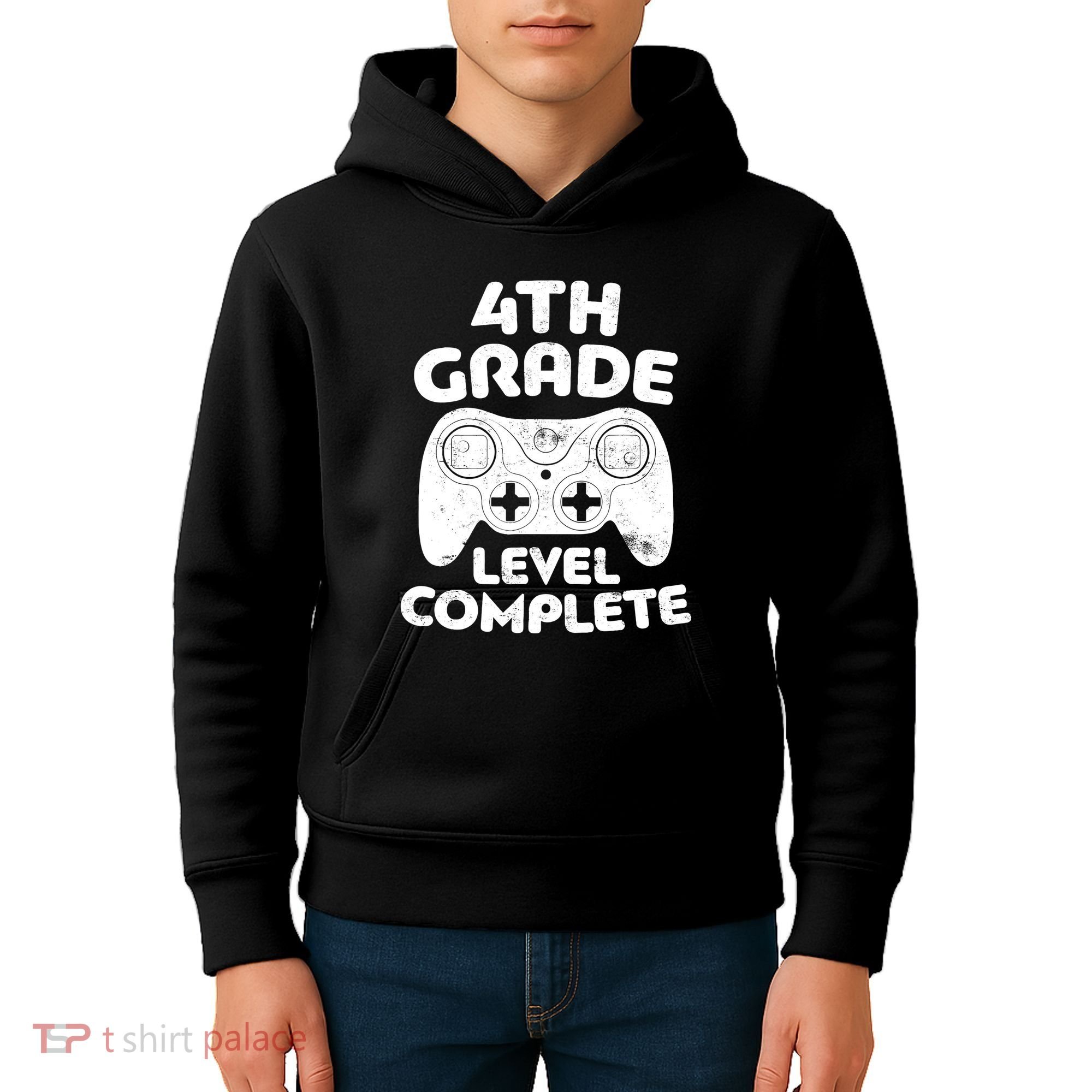 4th Grade Level Complete Video Gamer Graduation Kids Hoodie