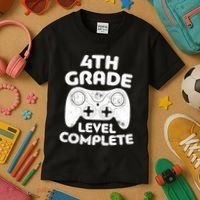 4th Grade Level Complete Video Gamer Graduation Kids T-Shirt thumb 3