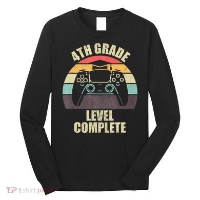 4Th Grade Level Complete Gaming Gamer Graduation Long Sleeve Shirt