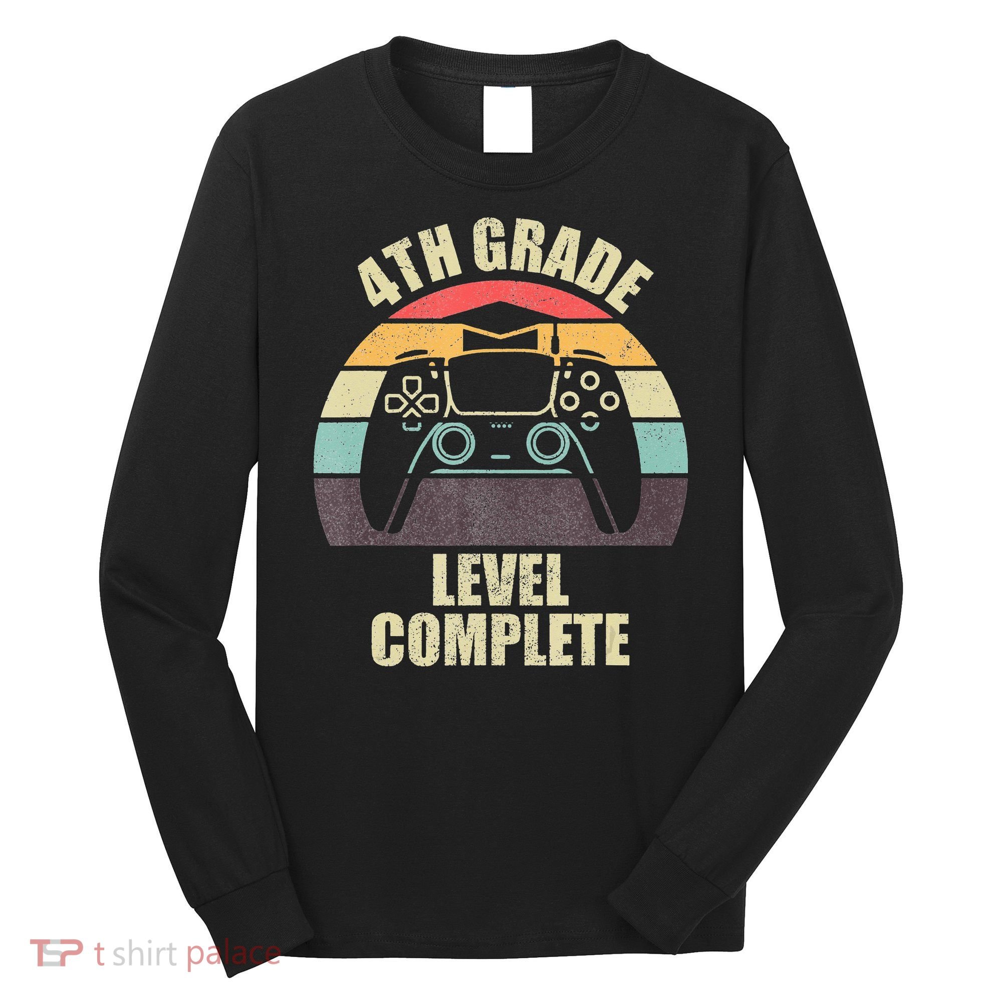 4Th Grade Level Complete Gaming Gamer Graduation Long Sleeve Shirt