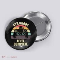 4Th Grade Level Complete Gaming Gamer Graduation Button thumb 0