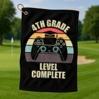 4Th Grade Level Complete Gaming Gamer Graduation Golf Towel thumb 1