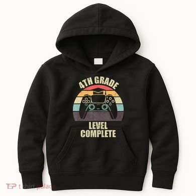 4Th Grade Level Complete Gaming Gamer Graduation Kids Hoodie