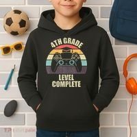 4Th Grade Level Complete Gaming Gamer Graduation Kids Hoodie thumb 2
