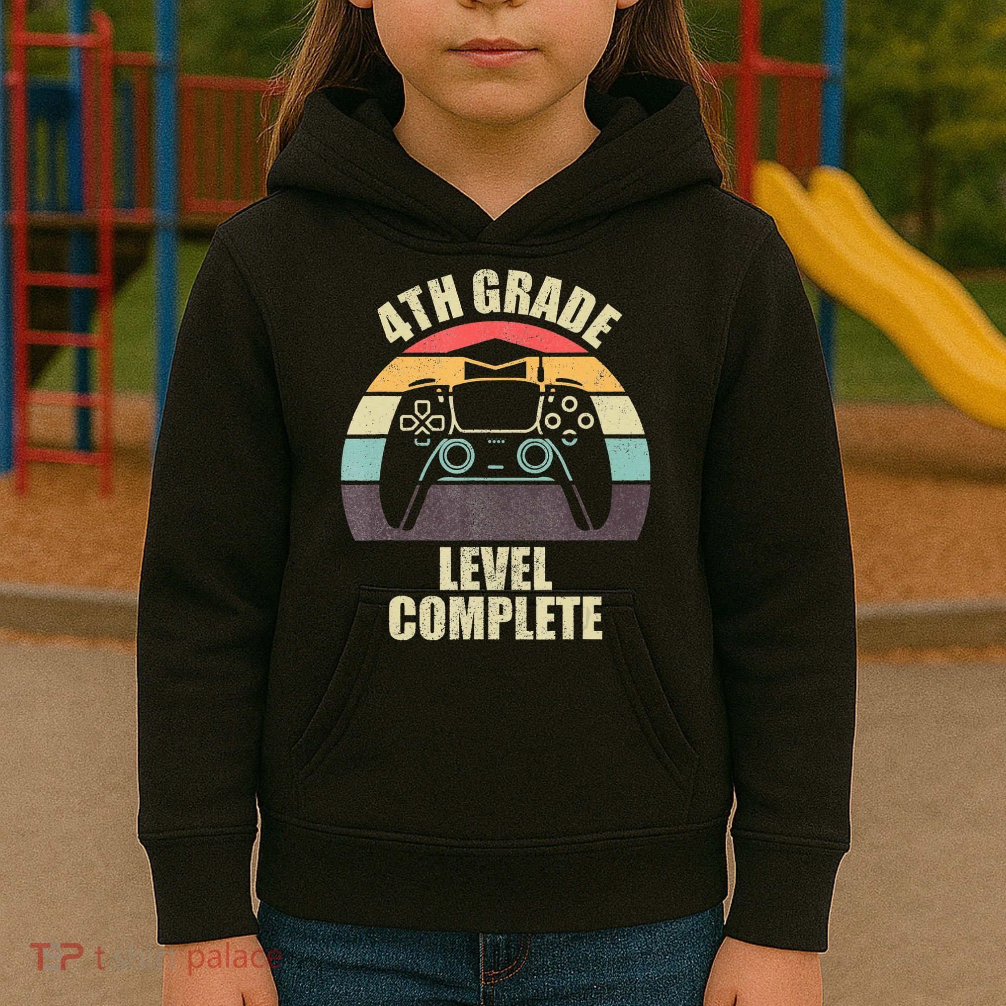 4Th Grade Level Complete Gaming Gamer Graduation Kids Hoodie