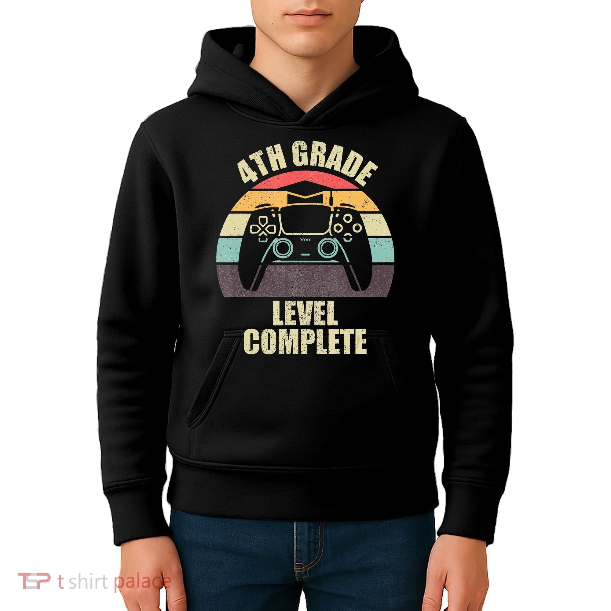 4Th Grade Level Complete Gaming Gamer Graduation Kids Hoodie