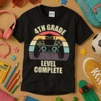 4Th Grade Level Complete Gaming Gamer Graduation Kids T-Shirt thumb 3