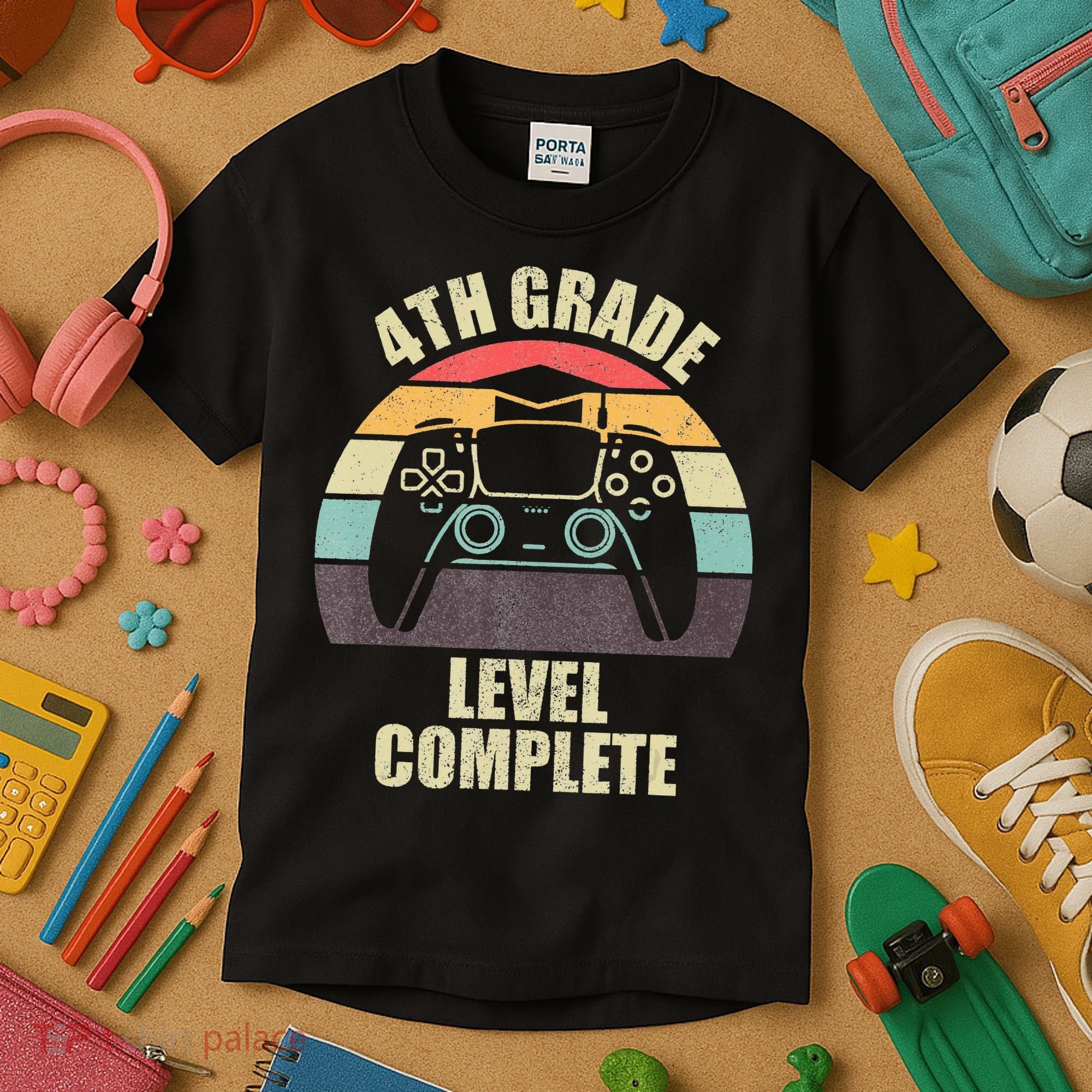 4Th Grade Level Complete Gaming Gamer Graduation Kids T-Shirt