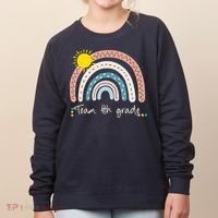 4Th Grade Of Team PreK Squad Crew Teacher Rainbow Women's Sweatshirt thumb 0