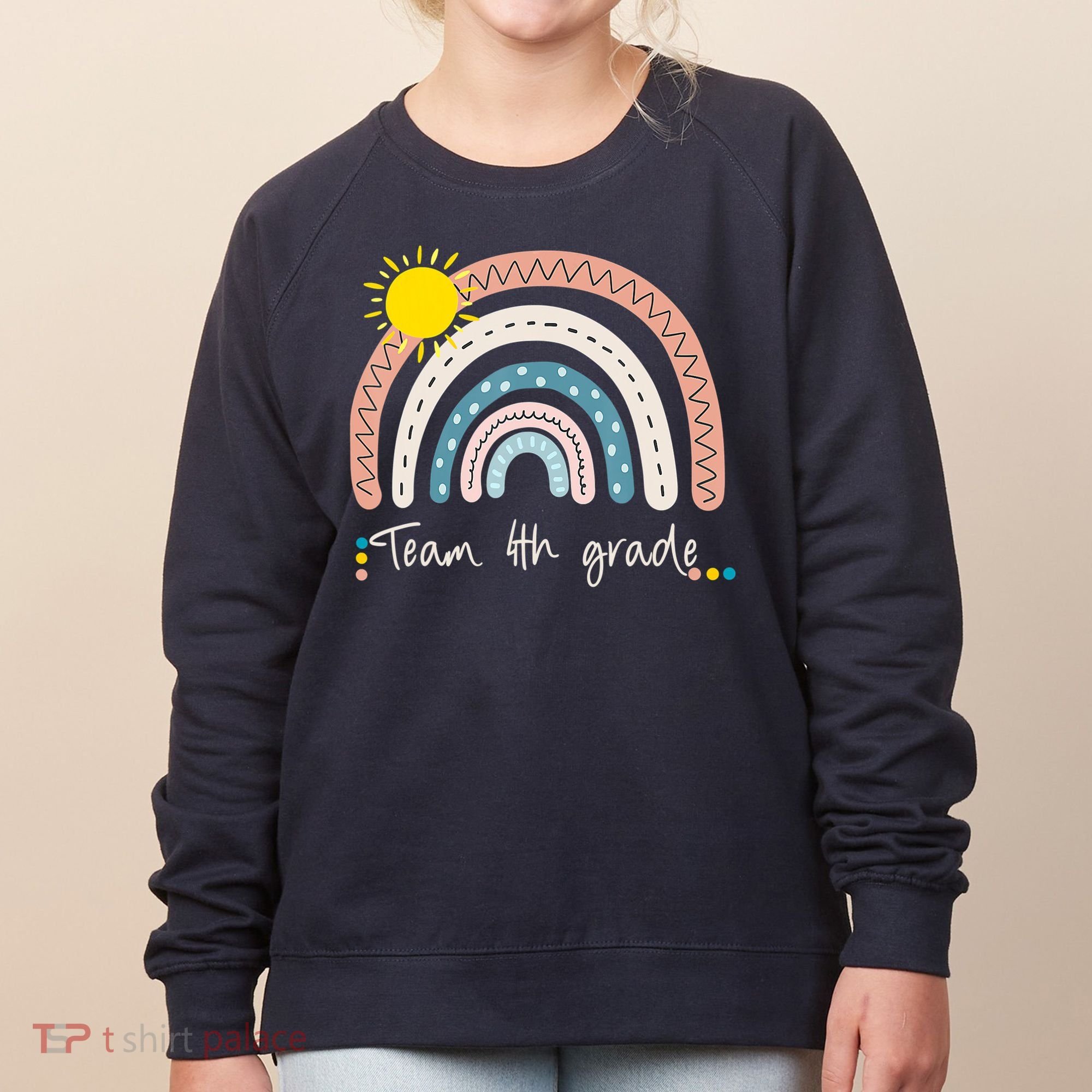 4Th Grade Of Team PreK Squad Crew Teacher Rainbow Women's Sweatshirt