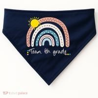 4Th Grade Of Team PreK Squad Crew Teacher Rainbow USA-Made Doggie Bandana thumb 0