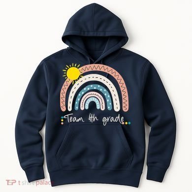 4Th Grade Of Team PreK Squad Crew Teacher Rainbow Hoodie