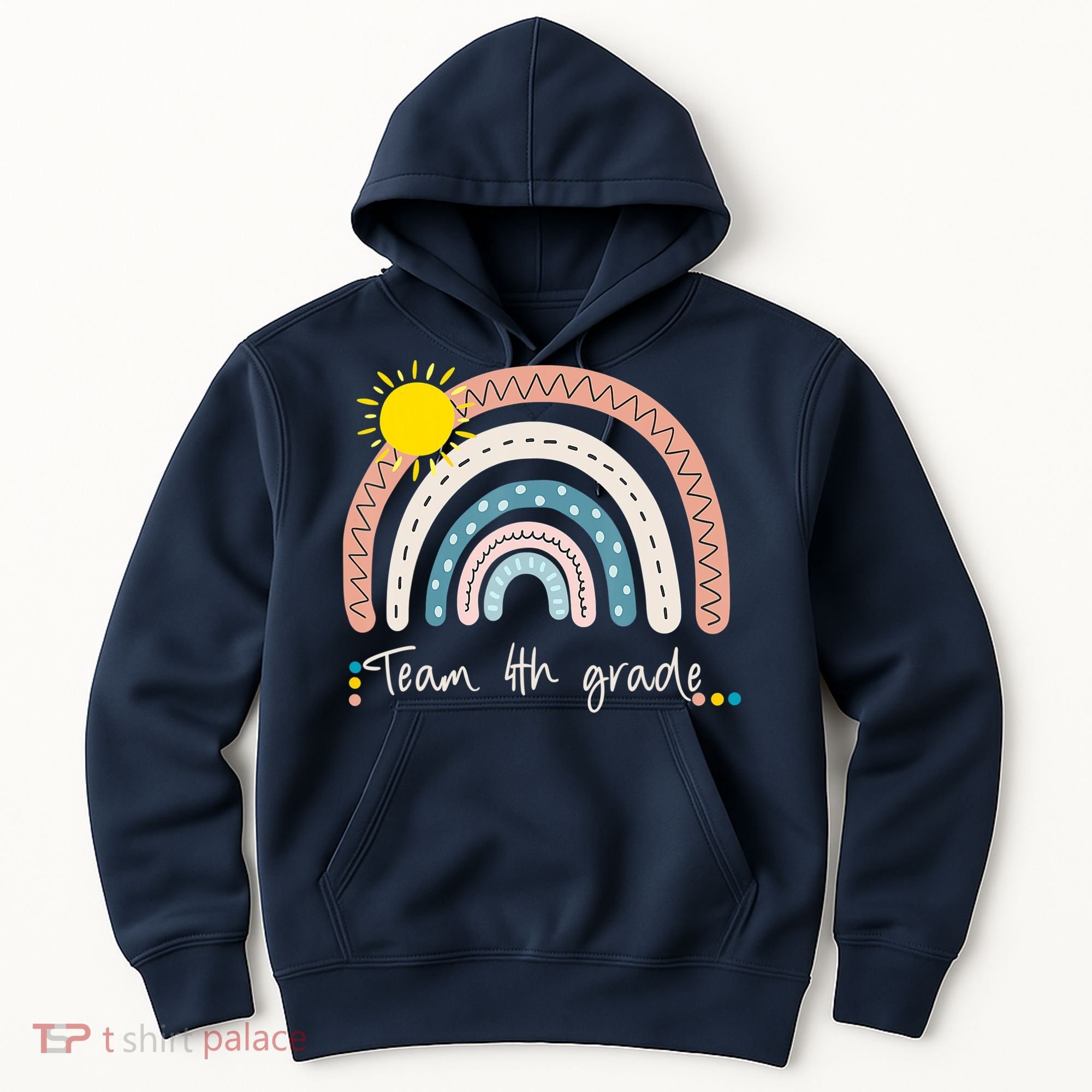 4Th Grade Of Team PreK Squad Crew Teacher Rainbow Hoodie