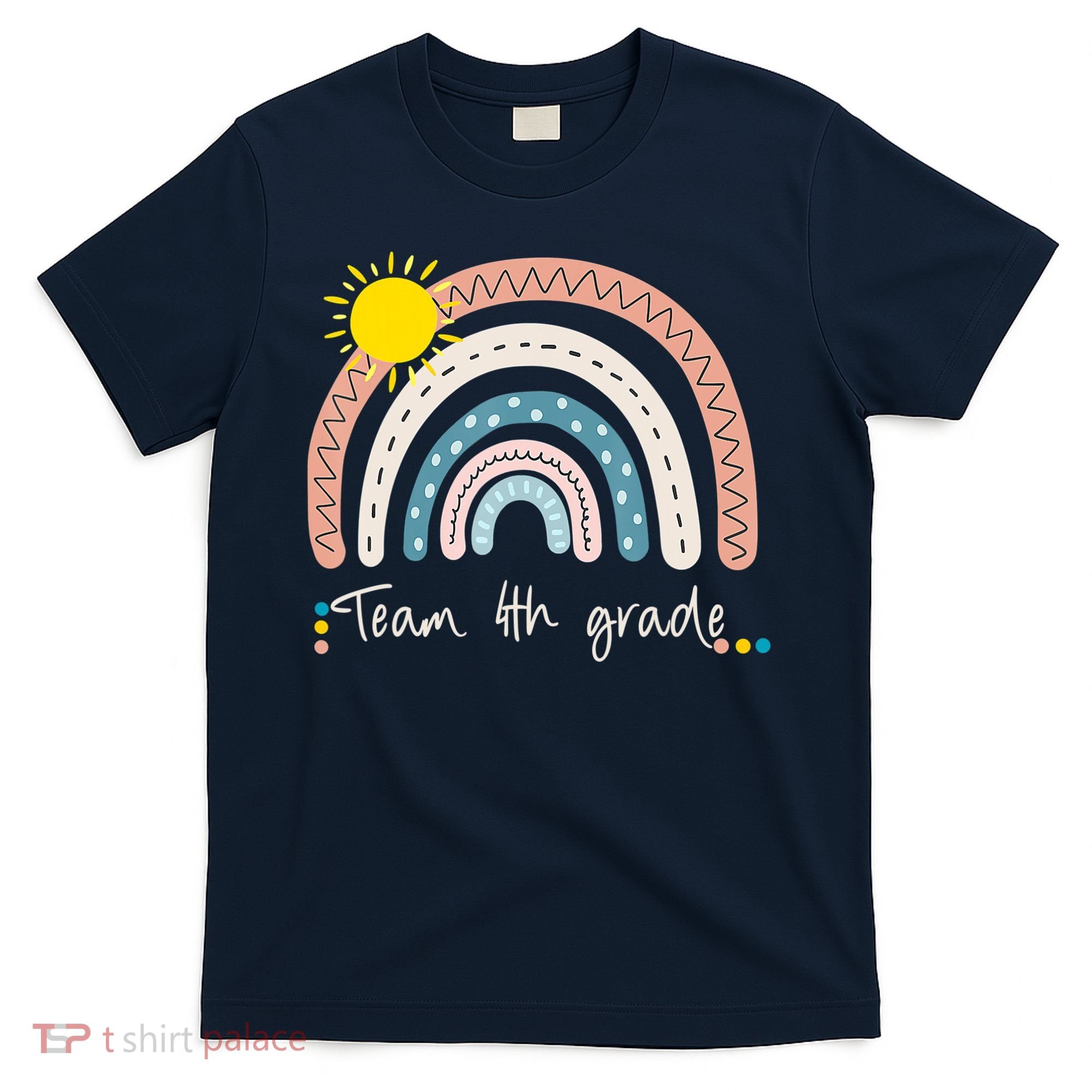 4Th Grade Of Team PreK Squad Crew Teacher Rainbow T-Shirt