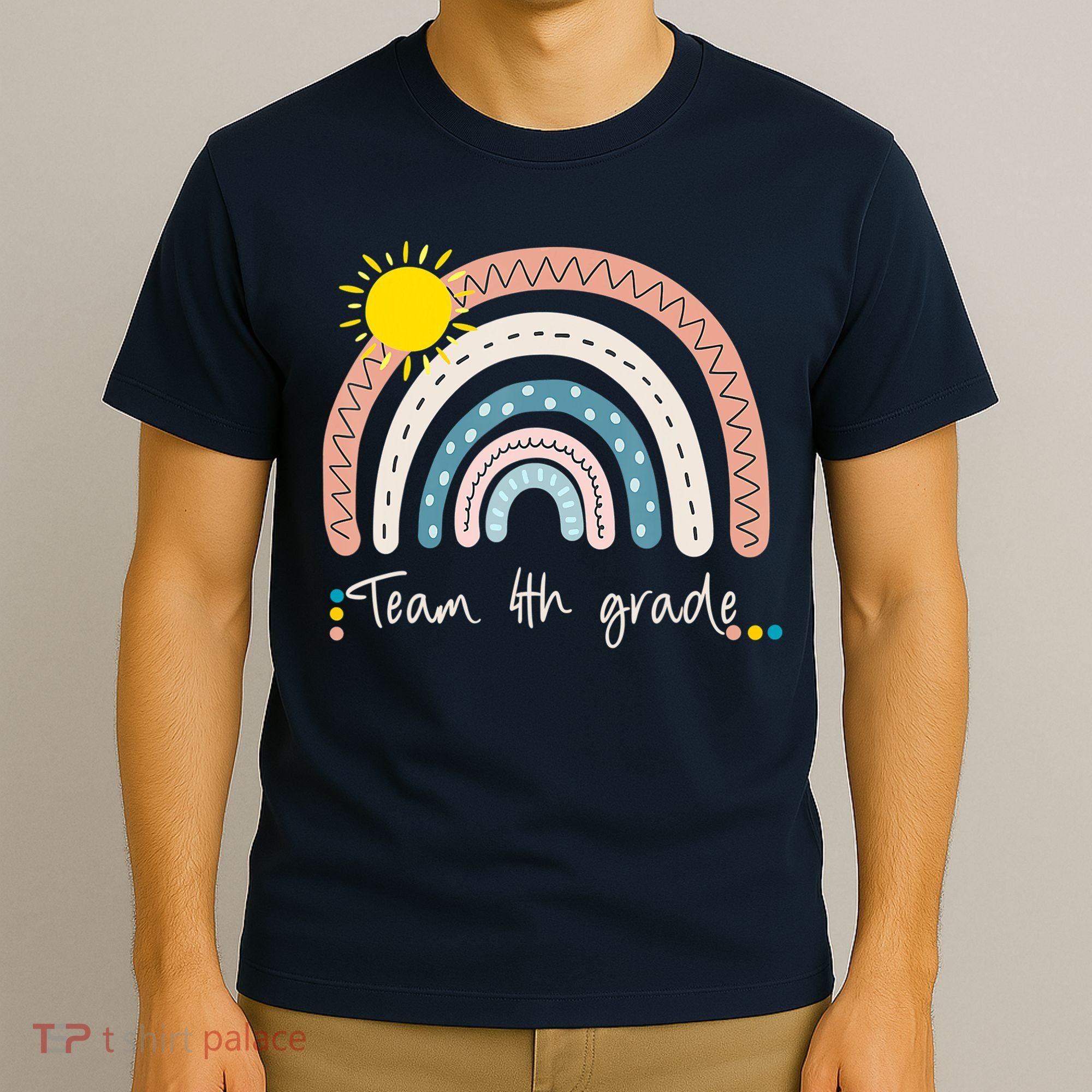 4Th Grade Of Team PreK Squad Crew Teacher Rainbow T-Shirt