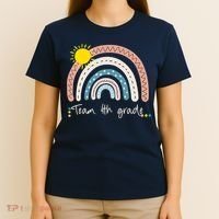 4Th Grade Of Team PreK Squad Crew Teacher Rainbow T-Shirt thumb 4