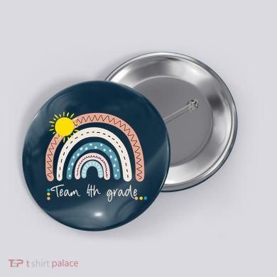 4Th Grade Of Team PreK Squad Crew Teacher Rainbow Button