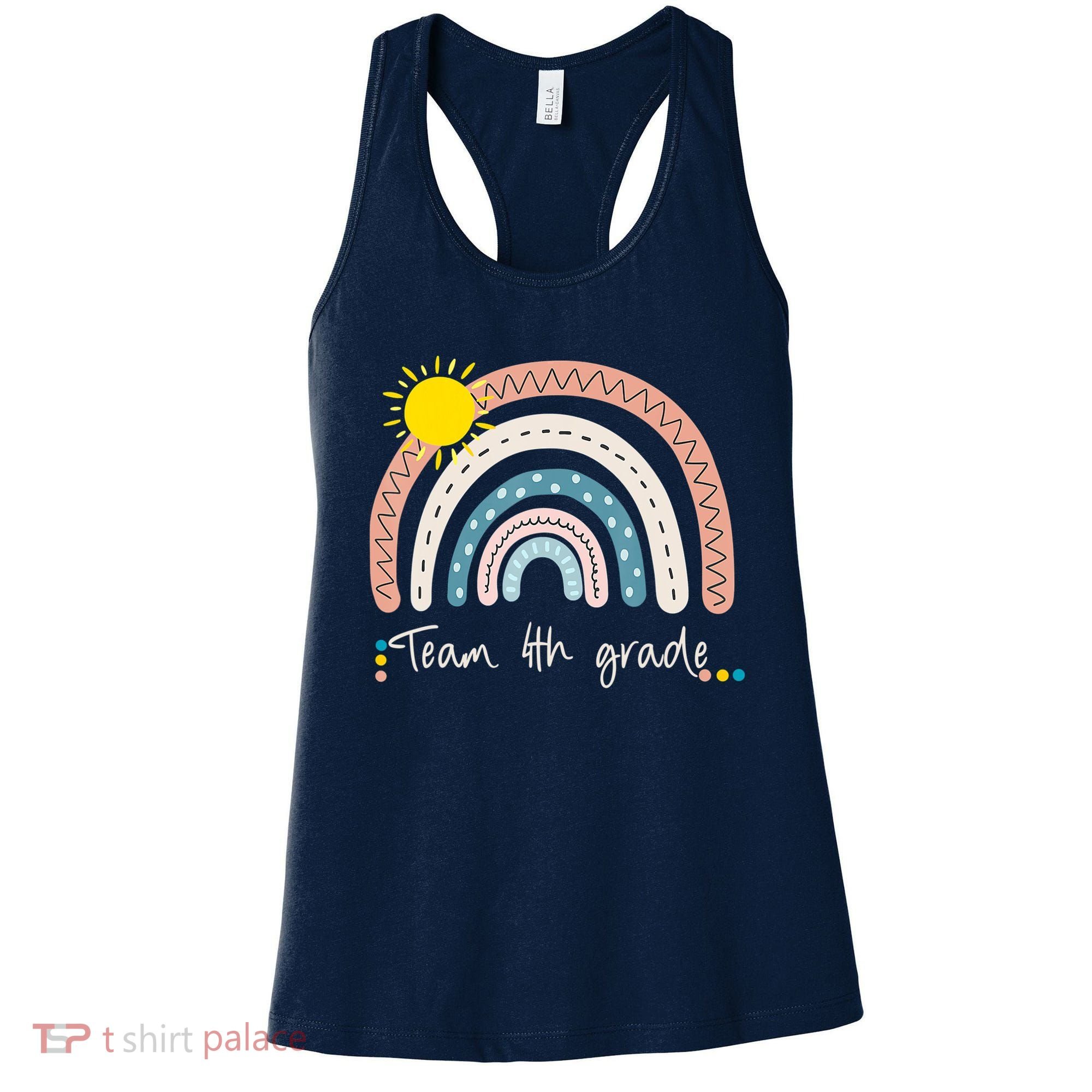 4Th Grade Of Team PreK Squad Crew Teacher Rainbow Women's Tank Top
