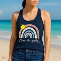 4Th Grade Of Team PreK Squad Crew Teacher Rainbow Women's Tank Top thumb 2