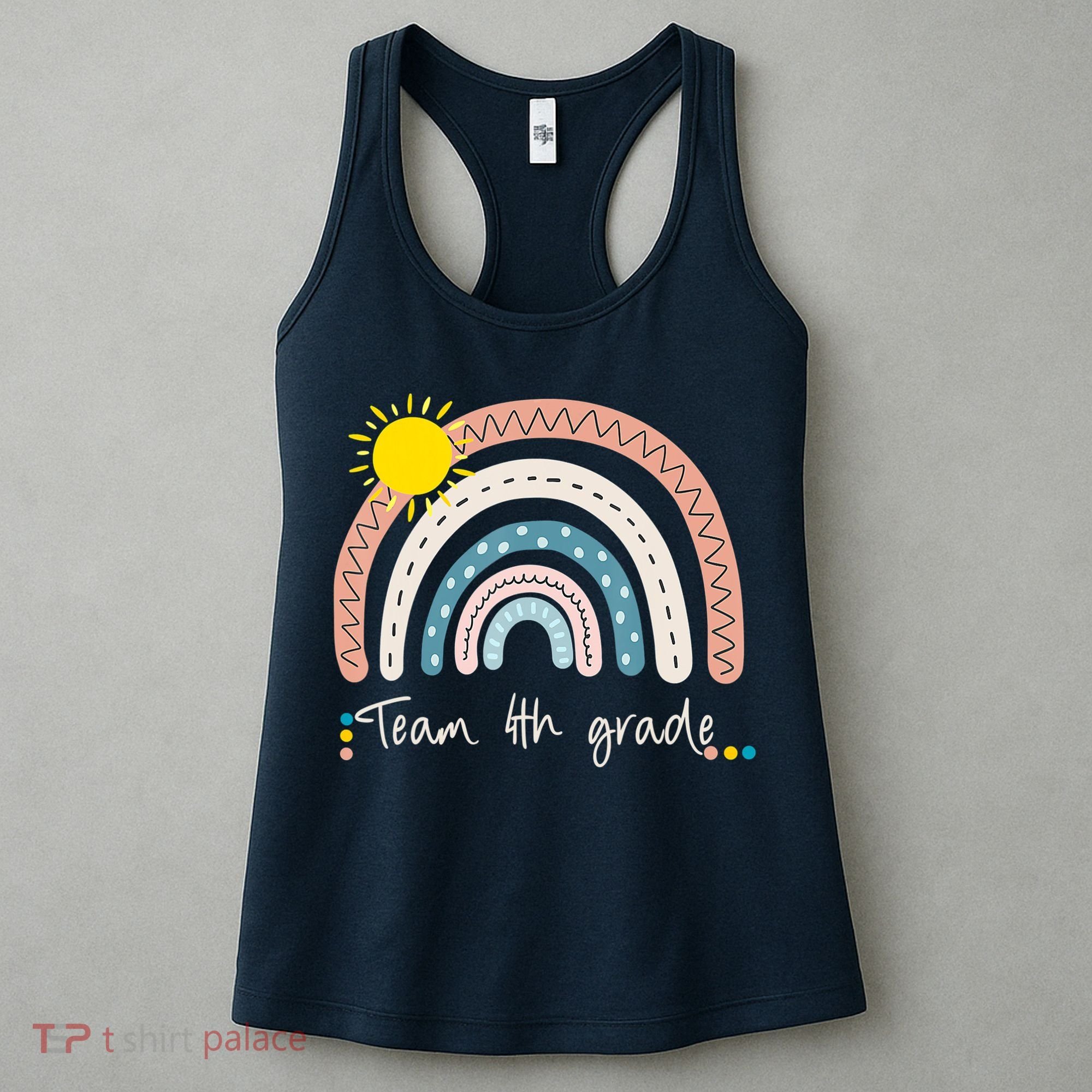 4Th Grade Of Team PreK Squad Crew Teacher Rainbow Women's Tank Top