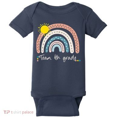 4Th Grade Of Team PreK Squad Crew Teacher Rainbow Baby Bodysuit