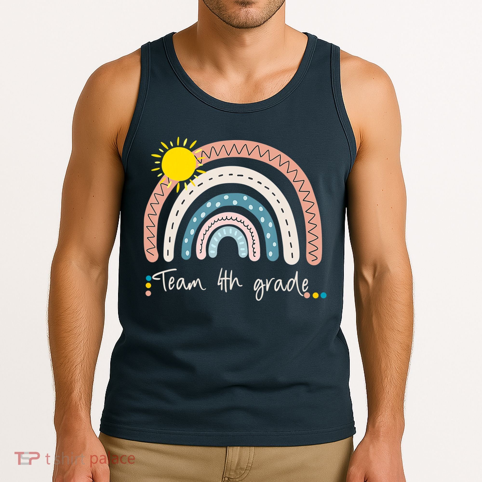 4Th Grade Of Team PreK Squad Crew Teacher Rainbow Tank Top