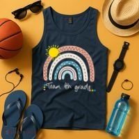 4Th Grade Of Team PreK Squad Crew Teacher Rainbow Tank Top thumb 4