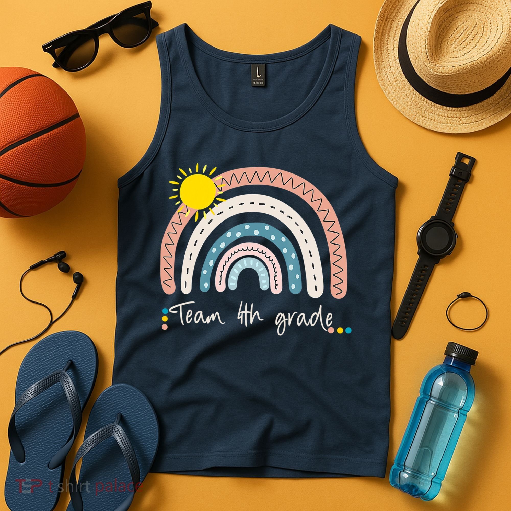 4Th Grade Of Team PreK Squad Crew Teacher Rainbow Tank Top