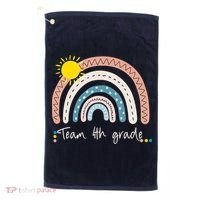 4Th Grade Of Team PreK Squad Crew Teacher Rainbow Golf Towel thumb 0