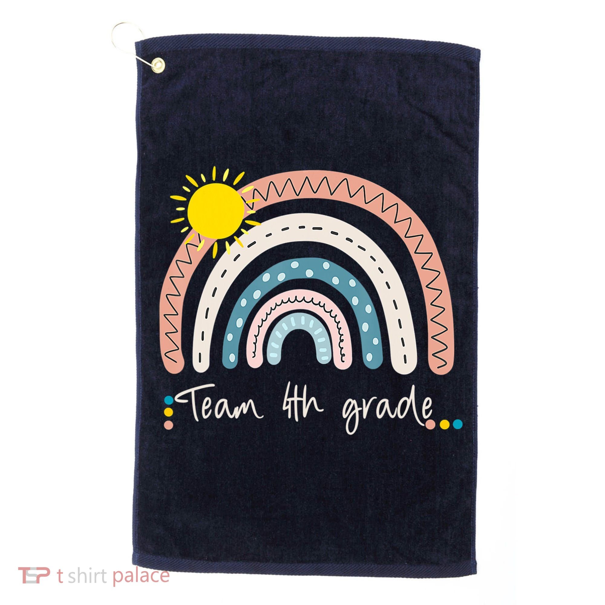 4Th Grade Of Team PreK Squad Crew Teacher Rainbow Golf Towel