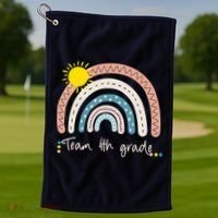 4Th Grade Of Team PreK Squad Crew Teacher Rainbow Golf Towel thumb 1