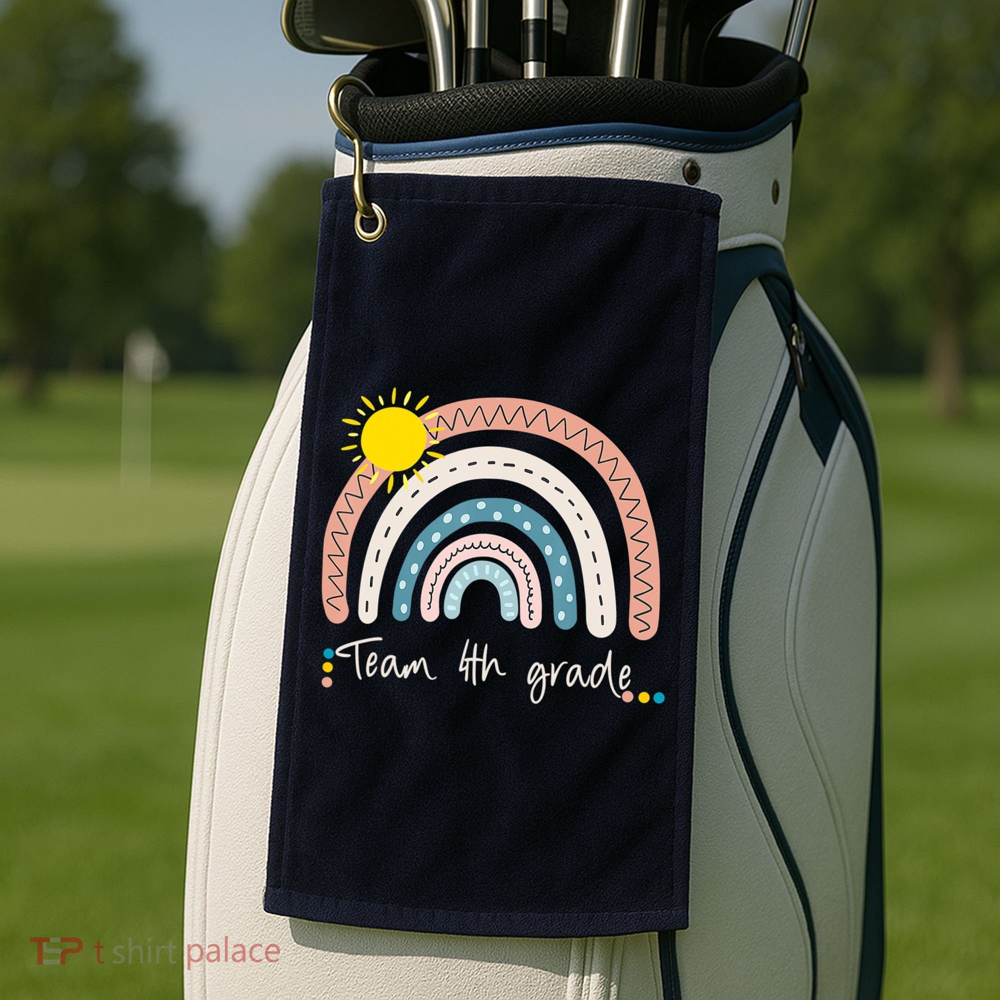 4Th Grade Of Team PreK Squad Crew Teacher Rainbow Golf Towel
