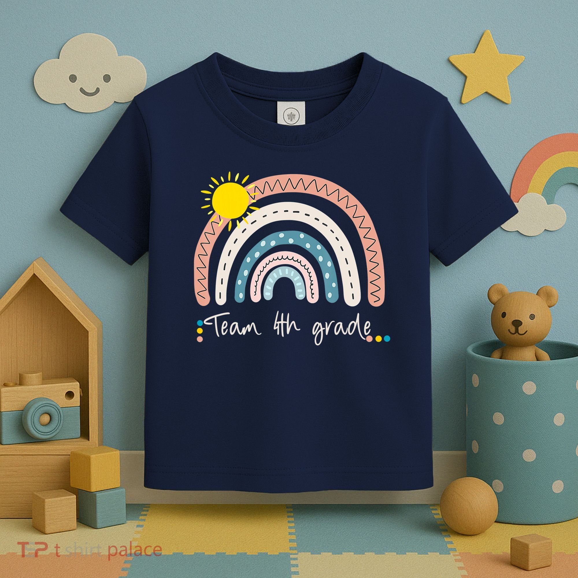 4Th Grade Of Team PreK Squad Crew Teacher Rainbow Toddler T-Shirt