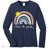 4Th Grade Of Team PreK Squad Crew Teacher Rainbow Women's Long Sleeve Shirt thumb 0