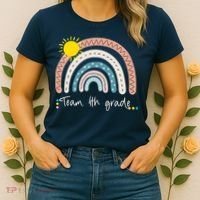 4Th Grade Of Team PreK Squad Crew Teacher Rainbow Women's T-Shirt thumb 2